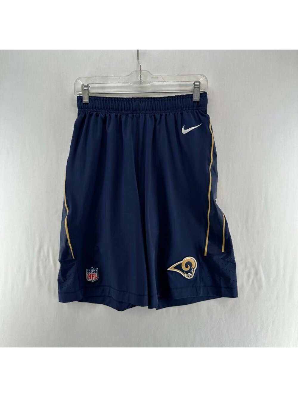 Nike NFL On-Field LA Rams Training Shorts Mens S Gold Piping Elastic Waist Navy